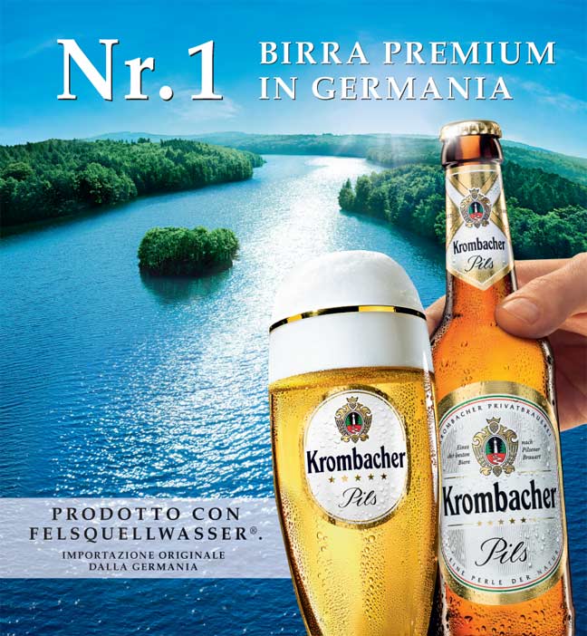 Krombacher Birra pubblicità advertising pagina pubblicitaria beer print