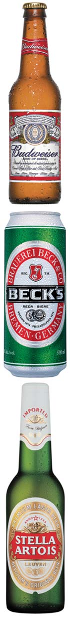 Birra Bottiglia 33 Budweiser. Lattina 50 cl Beck's e Bottiglia Vetro Stella Artois