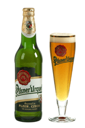 Bottiglia di Birra Vetro Con Bicchiere Birra Piccola PILSNER URQUELL