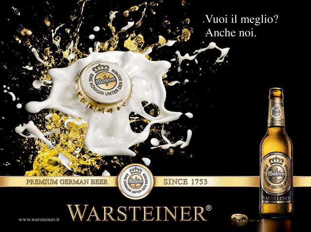 Campagna pubblicitaria advertising Warsteiner Birra Tedesca vuoi il meglio?